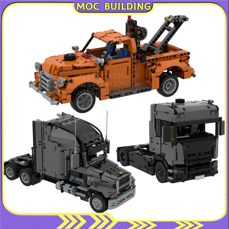 City Semi Truck Vehicle Car Model MOC Building Blocks DIY Assembly Bricks Toys Gift