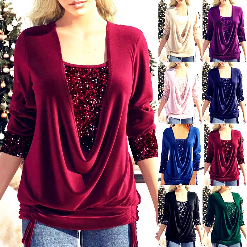 Kobiety Wiosna Jesień Topy Koraliki Ruffles Tees Sexy Vintage Full Long Sleeve 5XL T Shirts Loose Casual Befree Boho Tees