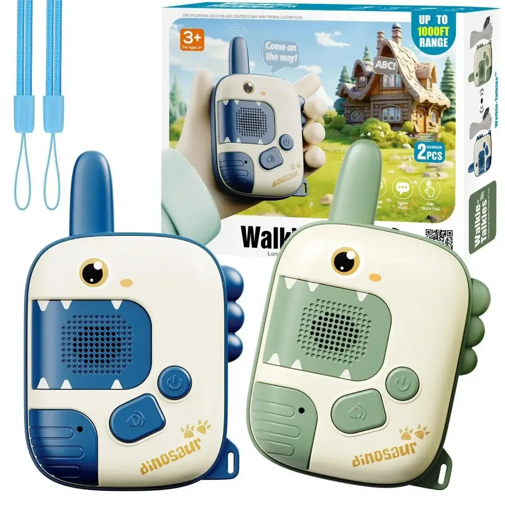 1 Pair Lovely Dinosaur Walkie Talkies Long Range Wearable Lanyard Cartoon Dinosaur Walkie Talkies One Click Call