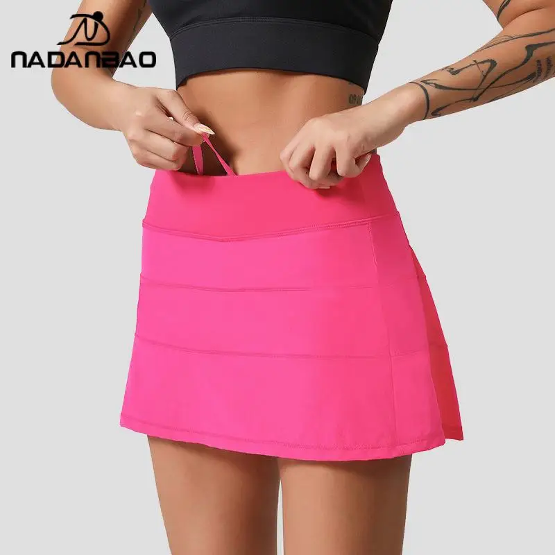 

Nadanbao Women Pink Sports Tennis Skirts Golf Skirt Fitness Shorts High Waist Athletic Running Fashion Short Sport Skort Pocket