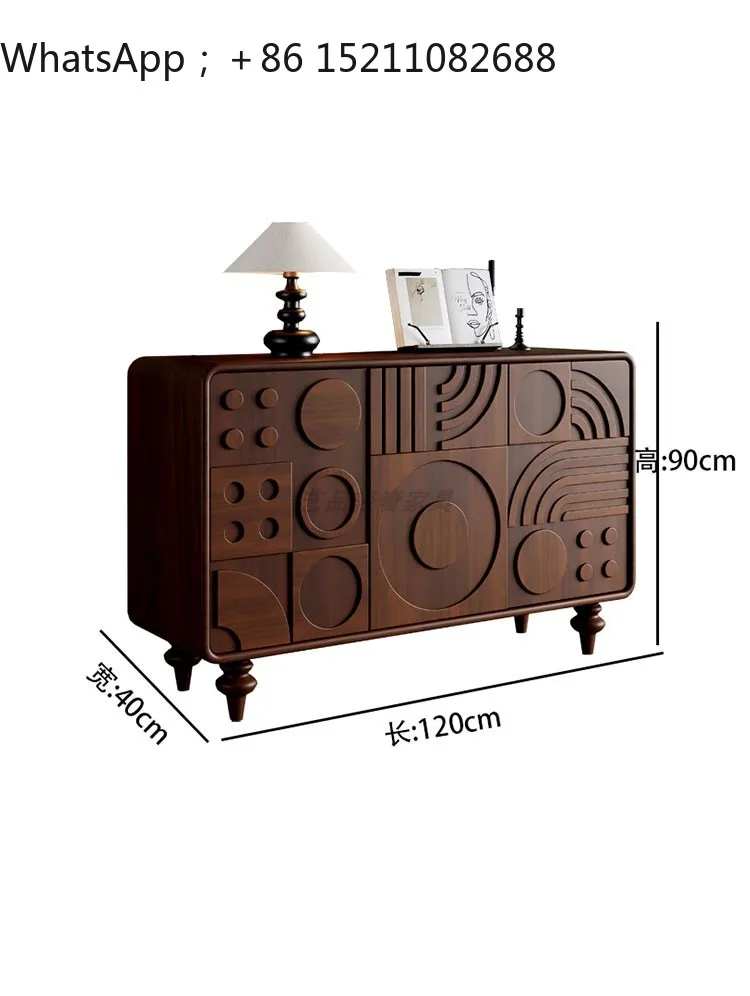 LLY retro engraved shoe cabinet entry, antique living room storage, wall side cabinet