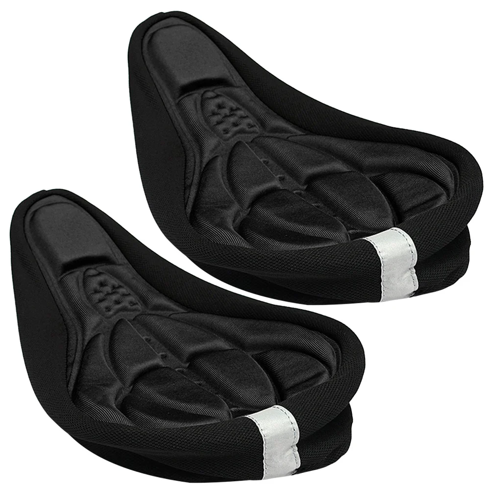 

2pcs 3D Bike Saddle Pad Seat Cover Black Soft Cushion For Mountain Folding Bikes Breathable Gel Saddle Protector