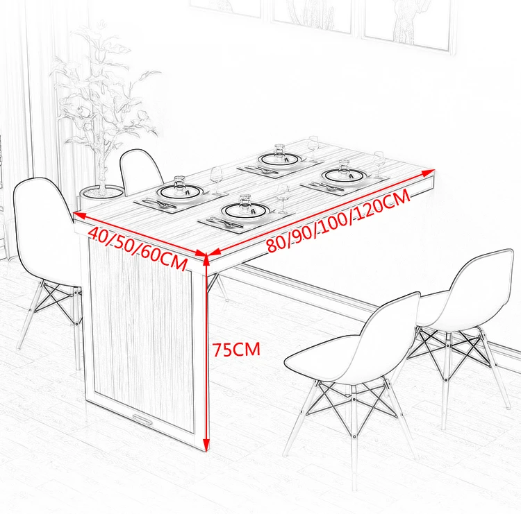 Wall-mounted Folding Dining Table With Minimalist Design, Perfect For Small Spaces