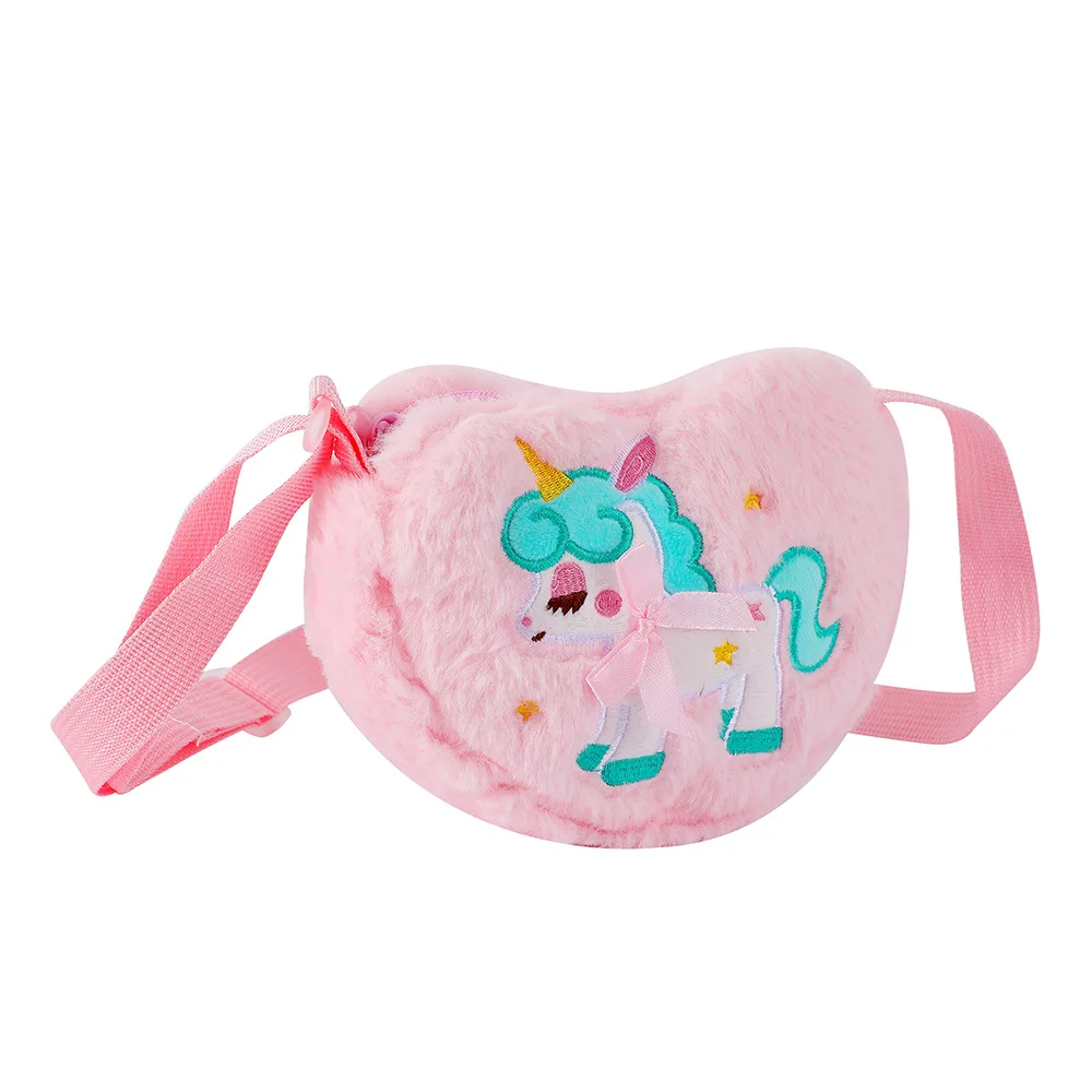 Sac à bandoulière brodé en forme de cœur de dessin animé pour enfants, sac en peluche mignon, porte-monnaie, cadeaux d'anniversaire, Nairobi, Orn, petite fille, nouveau