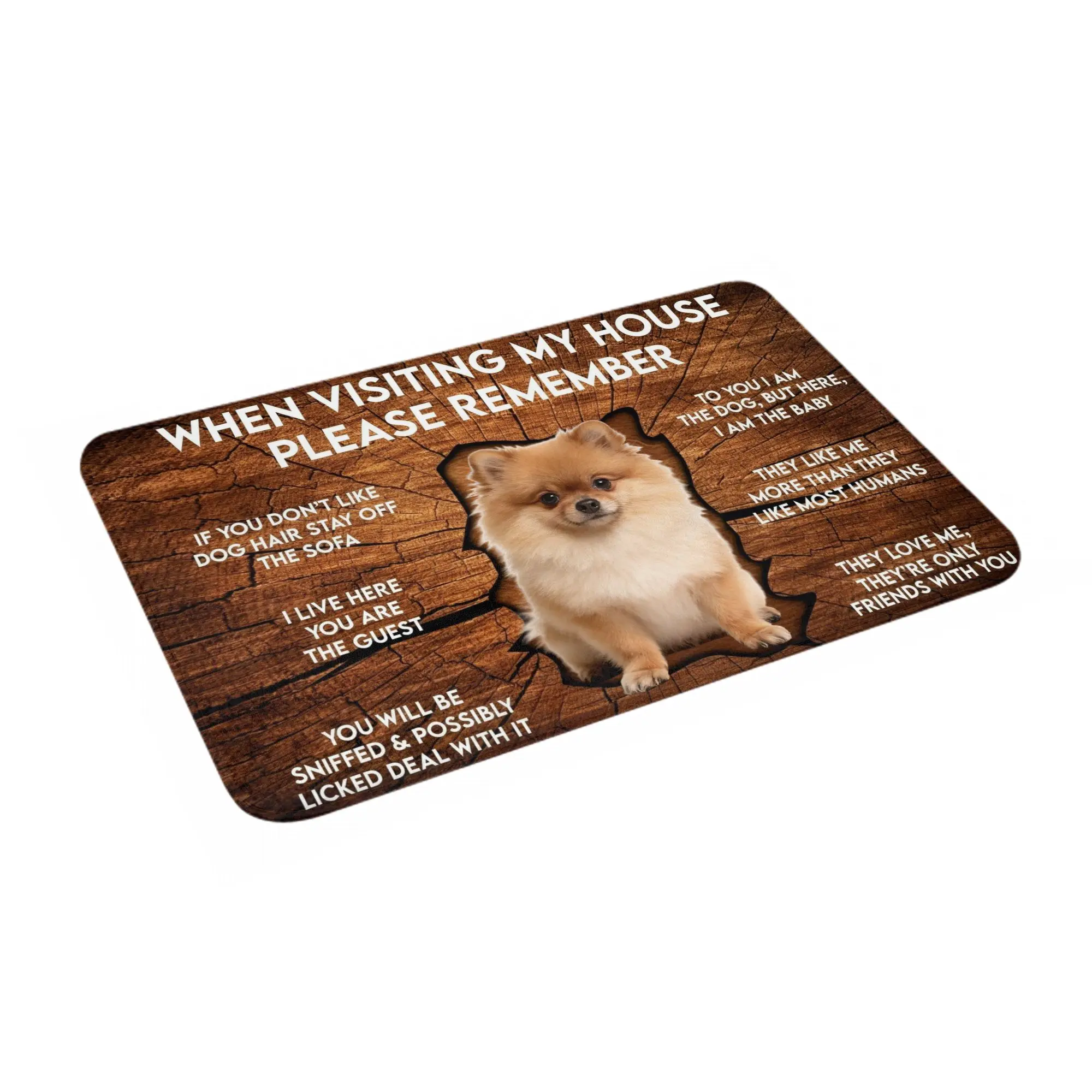 Cute Pomeranian Dog Door Mat Funny Welcome Rug for Home Kitchen Bathroom Decor