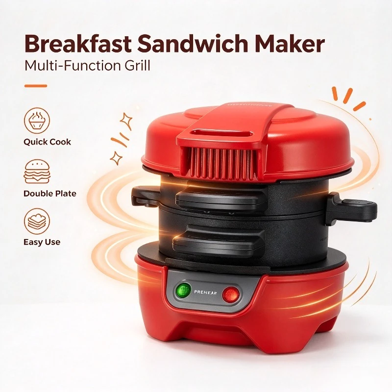 Multifunctional Breakfast Maker Hamburger & Toast Machine Electric Griddle for Fried Egg Bread Baking At Home