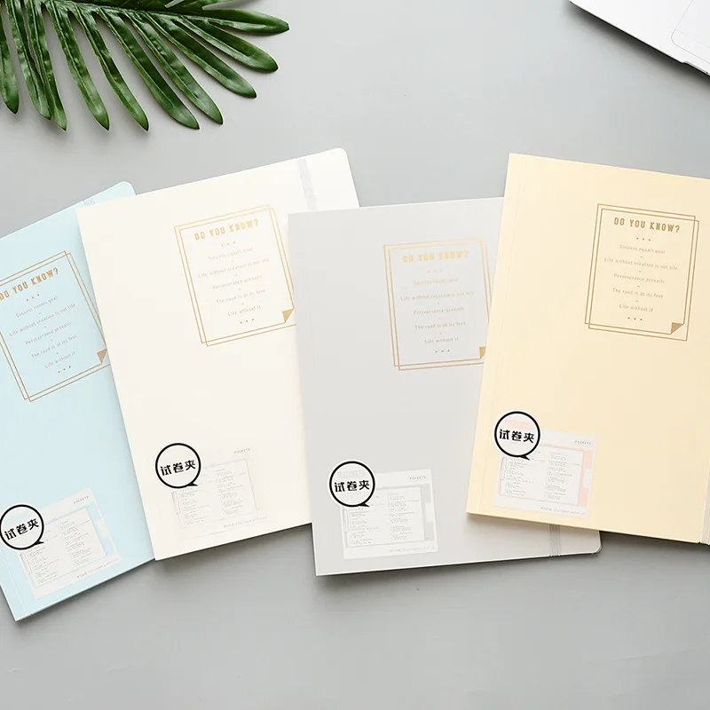 Creative 4 Color Stationery A4 PP File Folder Metal Paper Clip Student Clipboard Elastic Binding Expanding A3 Display Book Board