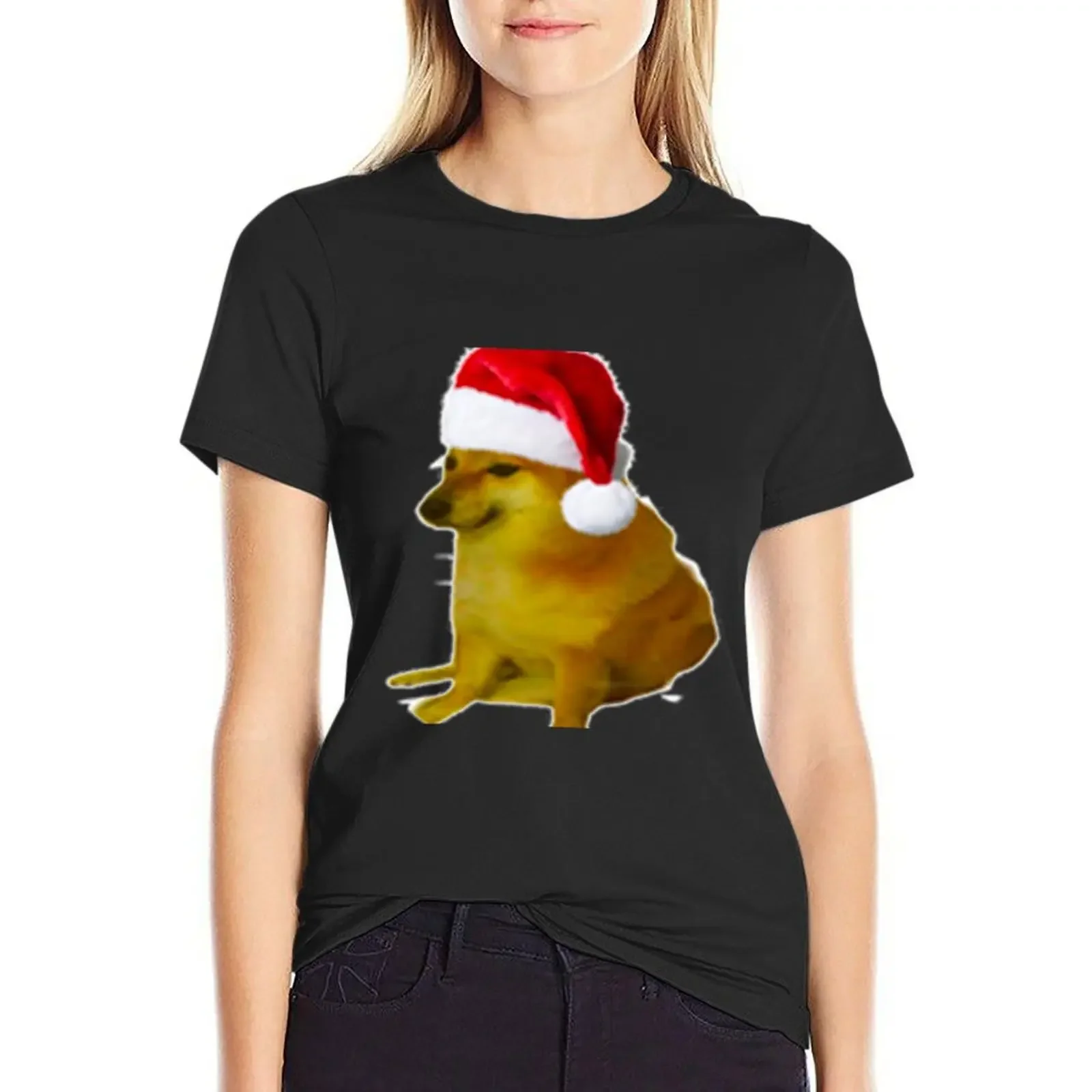 

Chrimas Cheems T-Shirt plus size tops vintage cute clothes t-shirt dress for Women plus size sexy