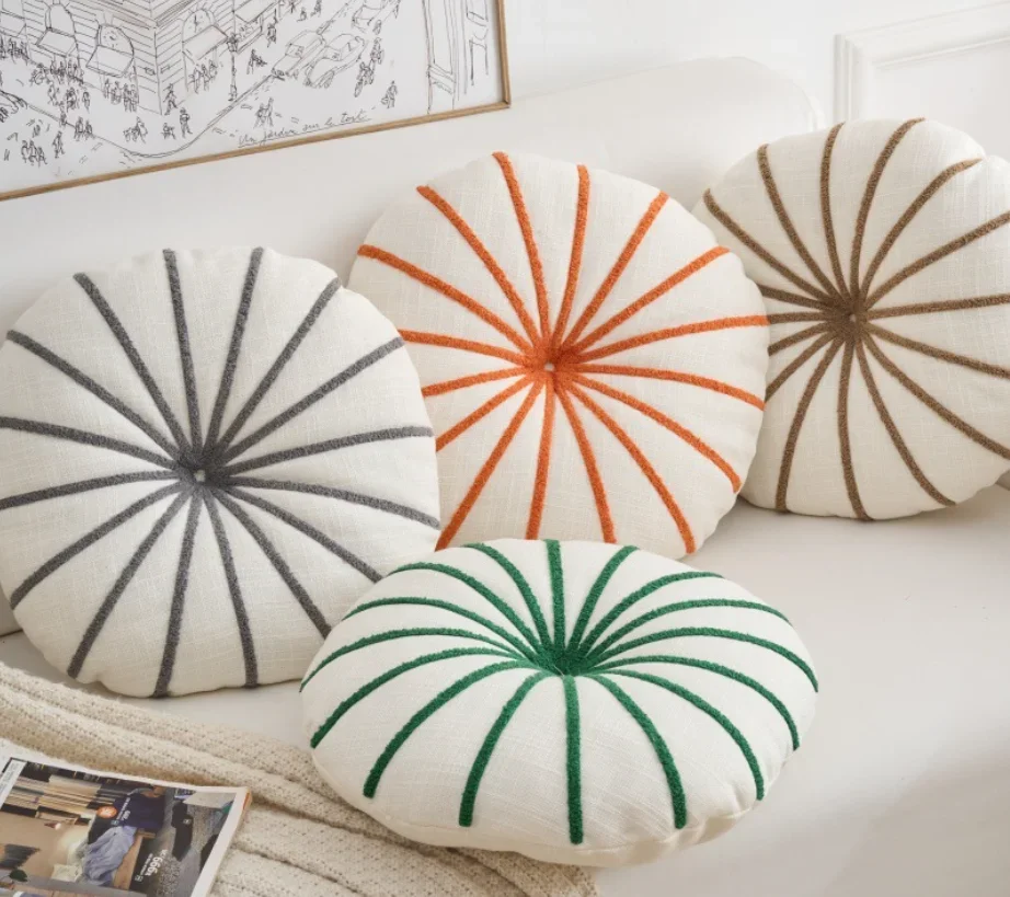 Nordic Pumpkin Round Cushion Cushion Waist Pillow Living Room Decoration Cushion Sofa Homestay Throw Pillows