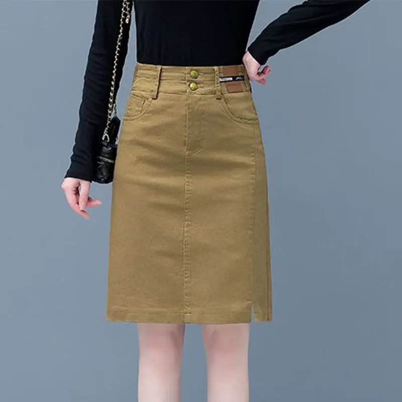 

Spring and Summer Fashion Simplicity Solid Color High Waist A-line Skirt Women Clothes Casual All-match Temperament Skirt