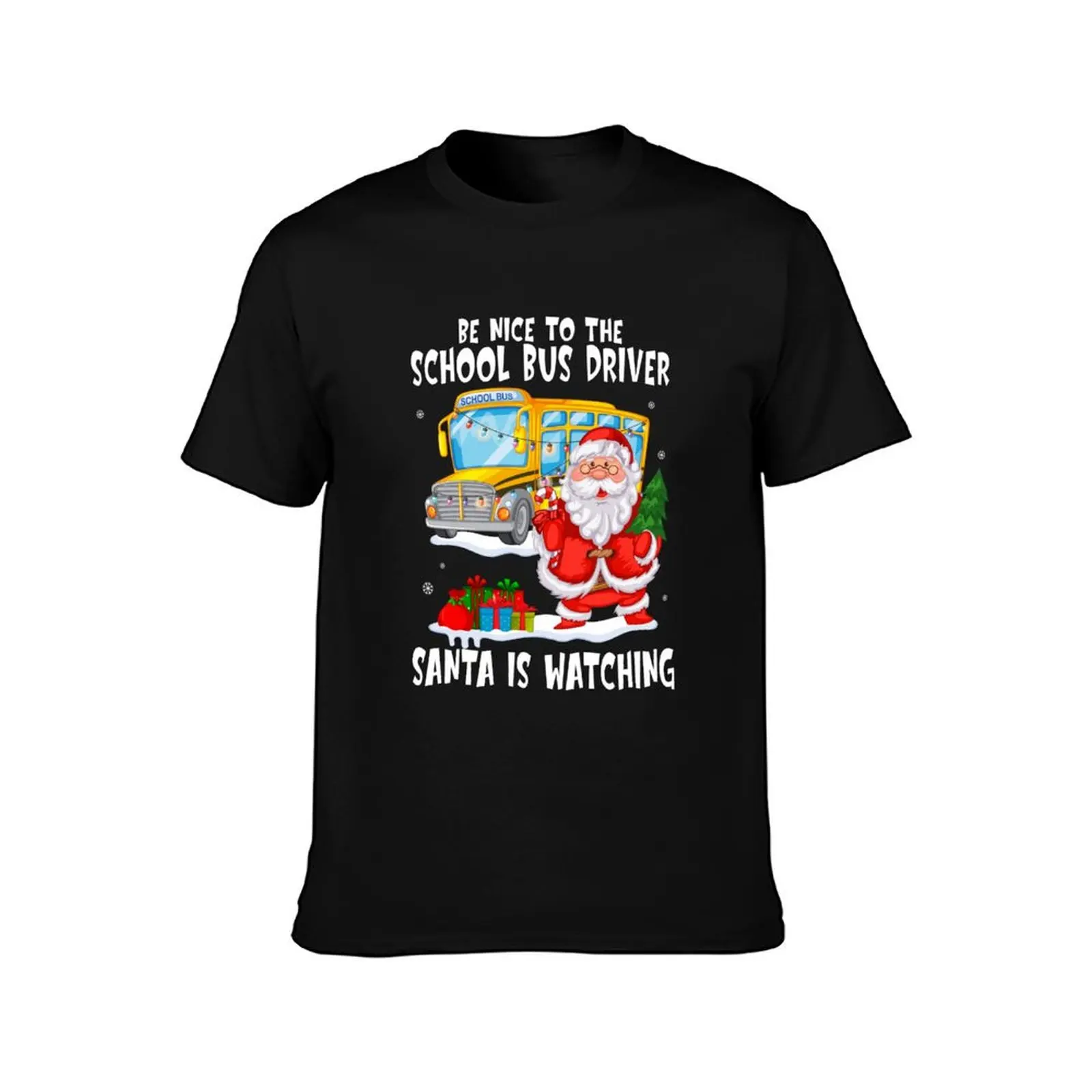 Be Nice To The Bus Driver Santa Is Watching Christmas T-Shirt basketball graphic tees T-shirts oversize outfits for men