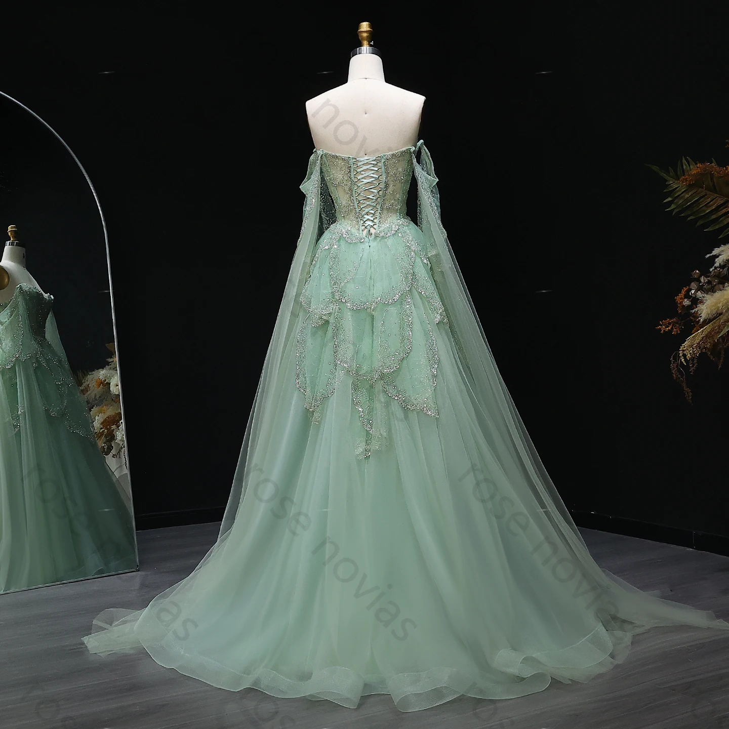 Sharon Said – robe de soirée verte élégante, épaules dénudées, manches Cape, chérie, luxe, pour fête de mariage, personnalisée, haute qualité