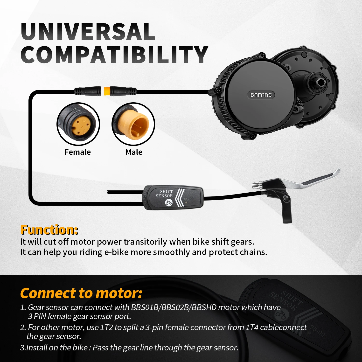 E-bike Cable Gear Sensor USB Programming Hydraulic Brake Sensor 1T4 XT60 Battery Cable For Bafang UART /CAN Protocol Motor Kits