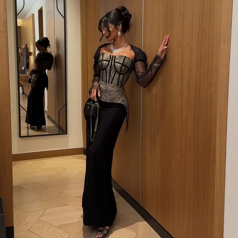 

Customized Exquisite Classic Jersey Pleat Lace Mermaid Square Neck Long Dresses Bespoke Occasion Dresses Sizes Available Casual