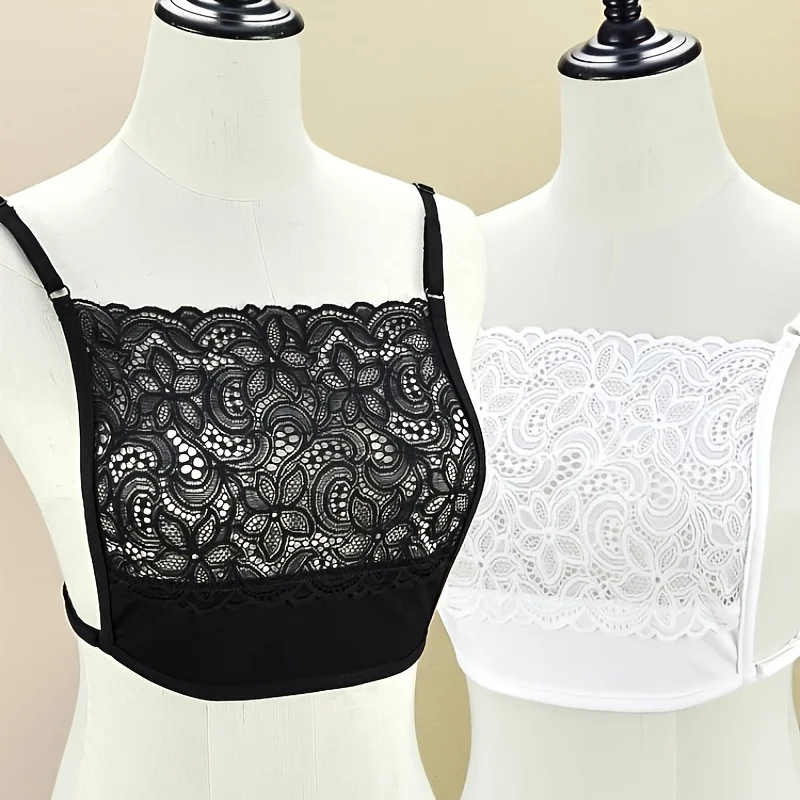 1pc Lace-Style Camisole, Low Neck Chest Cover, Inner Fake Collar Clothing
