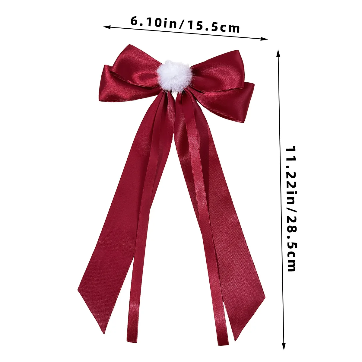 30pcs Satin Ribbon Bow Hair Clips 6 Inch Long Tassel Pom Pom Barrettes for Women And Girls Bulk Pack Headwear Accessory