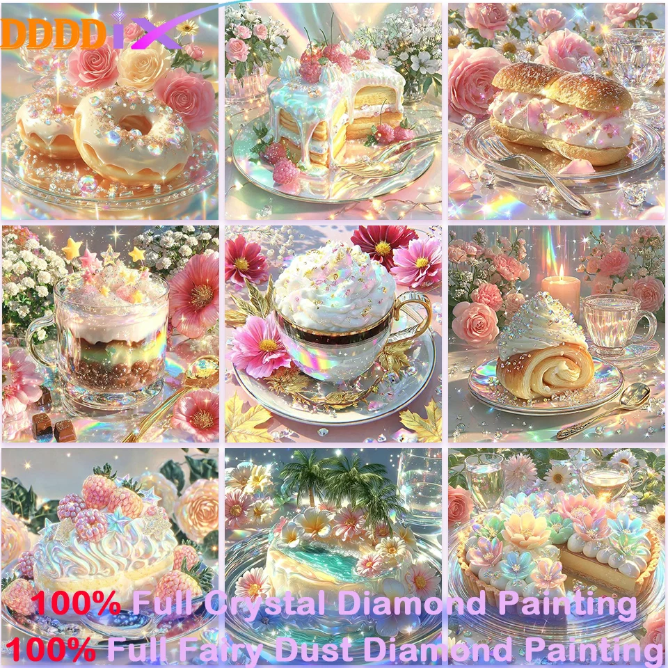 Cake 100% Fairy Dust Crystal Resin Diamond Embroidery Dessert foods Home Large Size Cross Stitch Painting Mosaic DIY New Arrival