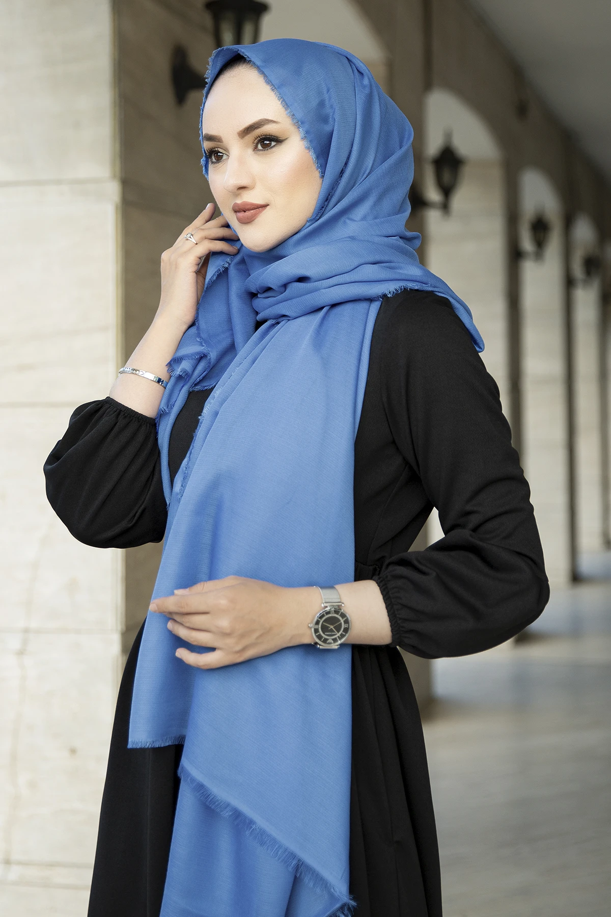 

Cotton shawls-blue Winter Autumn 2021 Muslim Women Hijab headscarf islamic Turkey