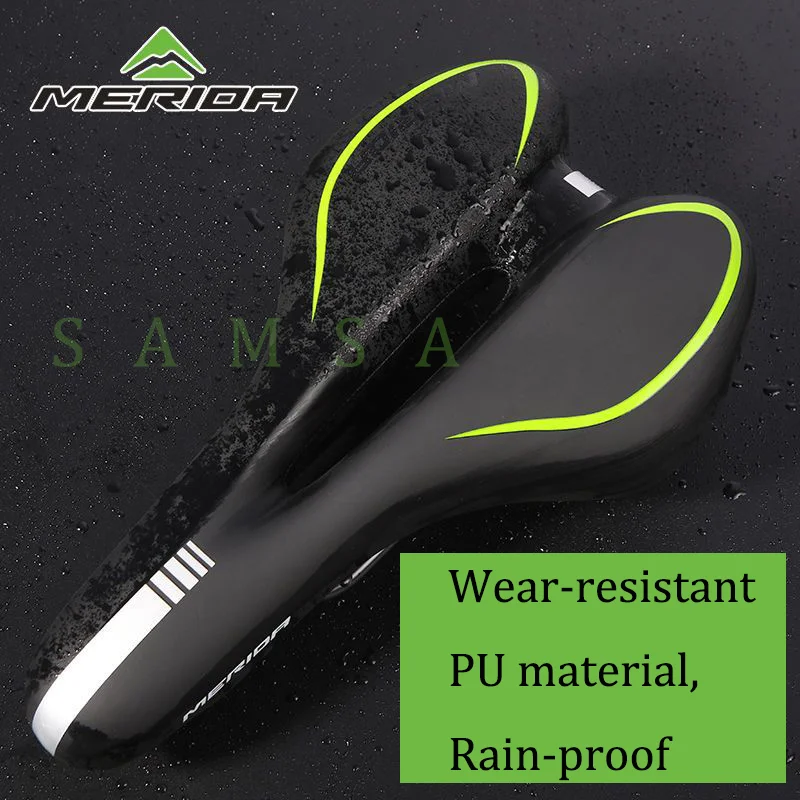 MERIDA Breathable Bike Saddle Thickened PU Leather Sponge Silicone Mountain Bike Saddle Seat Bicycle Accessories