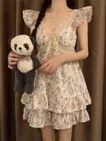 Sweet Princess Style Women's Lace Nightgown Set with Chest Pad V-Neck Short Pants Cotton Summer Sleepwear Casual Home Clothes - Image 2