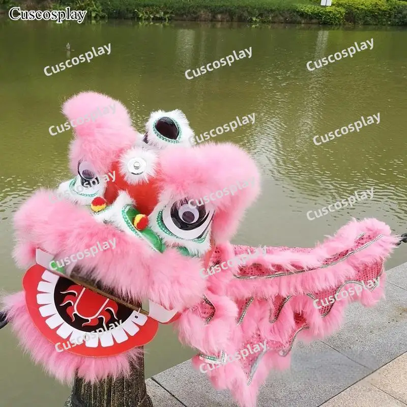 

Pink Chinese Lion Dance Mascot Costume O for Girl Children 5-12 Age Cartoon Family Props Outfit Dress Party Carnival Festivall