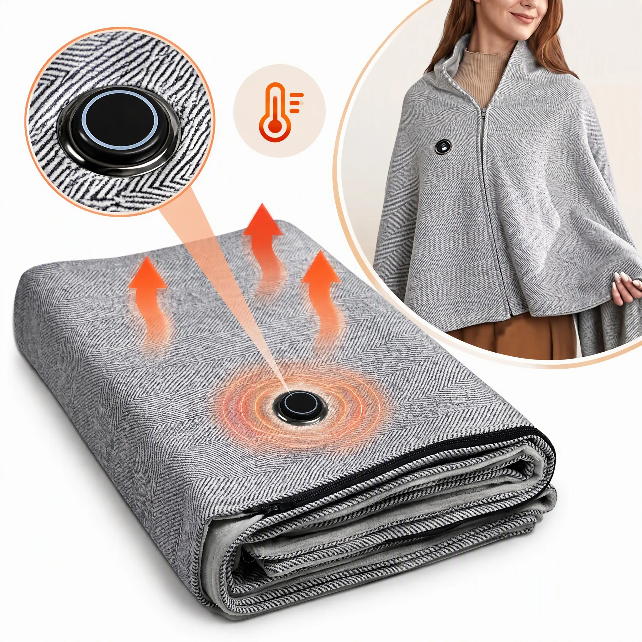 2027 Heated Shawl Wraps for Women, USB Wearable Blankets, Portable USB Heated Cape, 3 Heat Settings & Fast Heating for Office