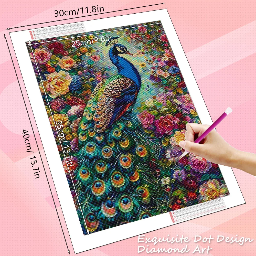 HUACAN Diamond Painting New Arrival Peacock Animal Hobby Creative Handicrafts Mosaic Rose Peony Flortal Home Wall Artwork