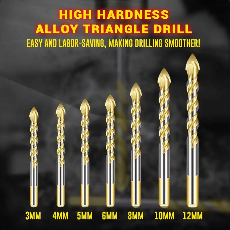 Foret triangulaire en alliage haute dureté, bois, brique, céramique, carrelage, verre, béton, perceuse à main électrique, propositions d'établi
