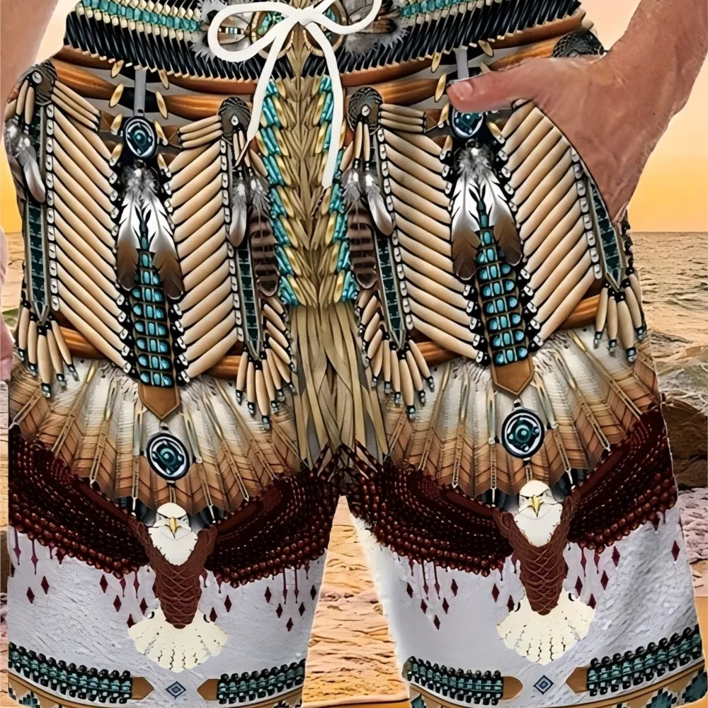 Men'S Summer Shorts, Digital Print Design, Suitable for Outdoor, Fitness, Swimming And Other Wear, Quick-Drying, Digital Print C
