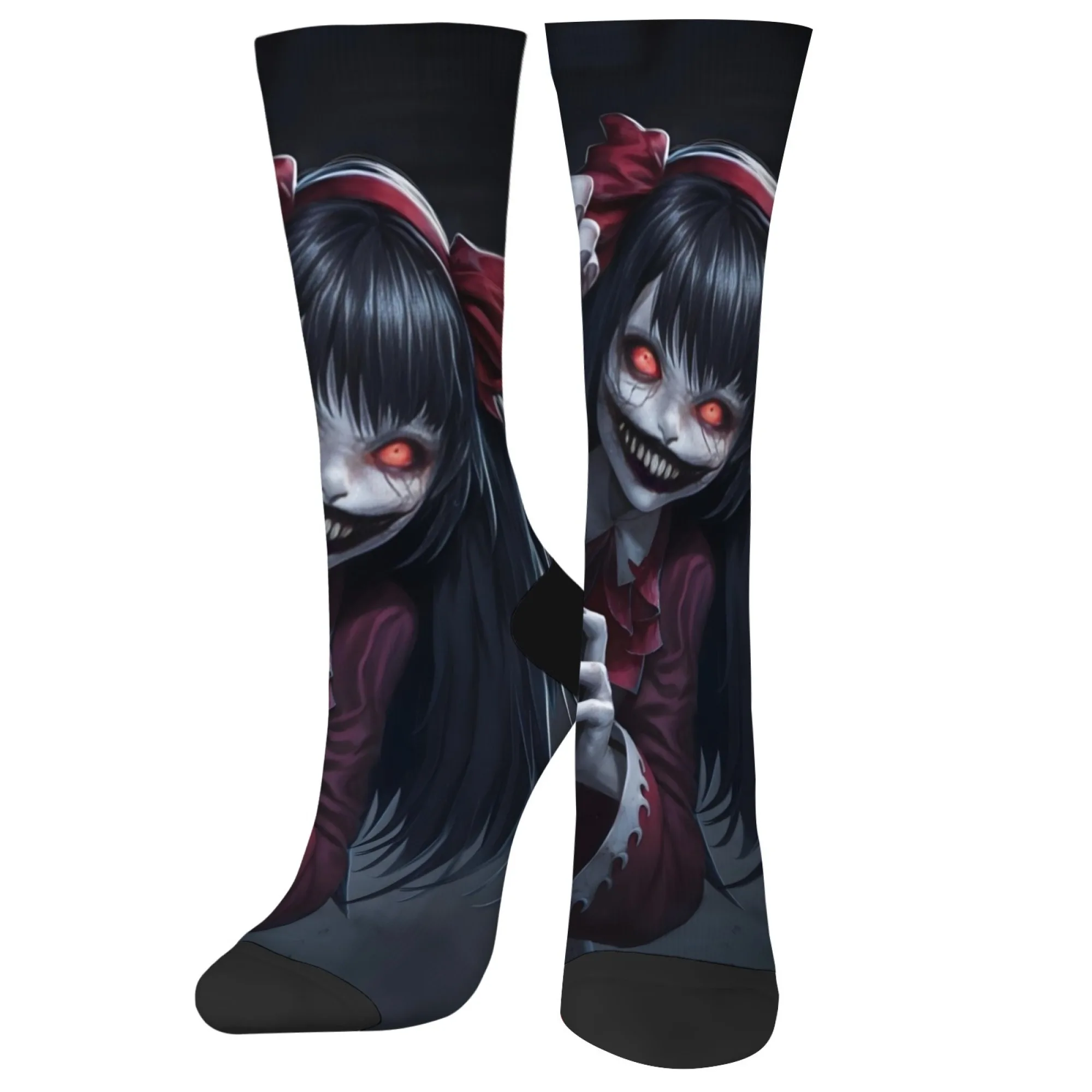 Horror Female Ghost Crazy Socks Harajuku Retro Casual Compression Socks Hip Hop Funny Socks Soft and Comfortable Unisex Gift