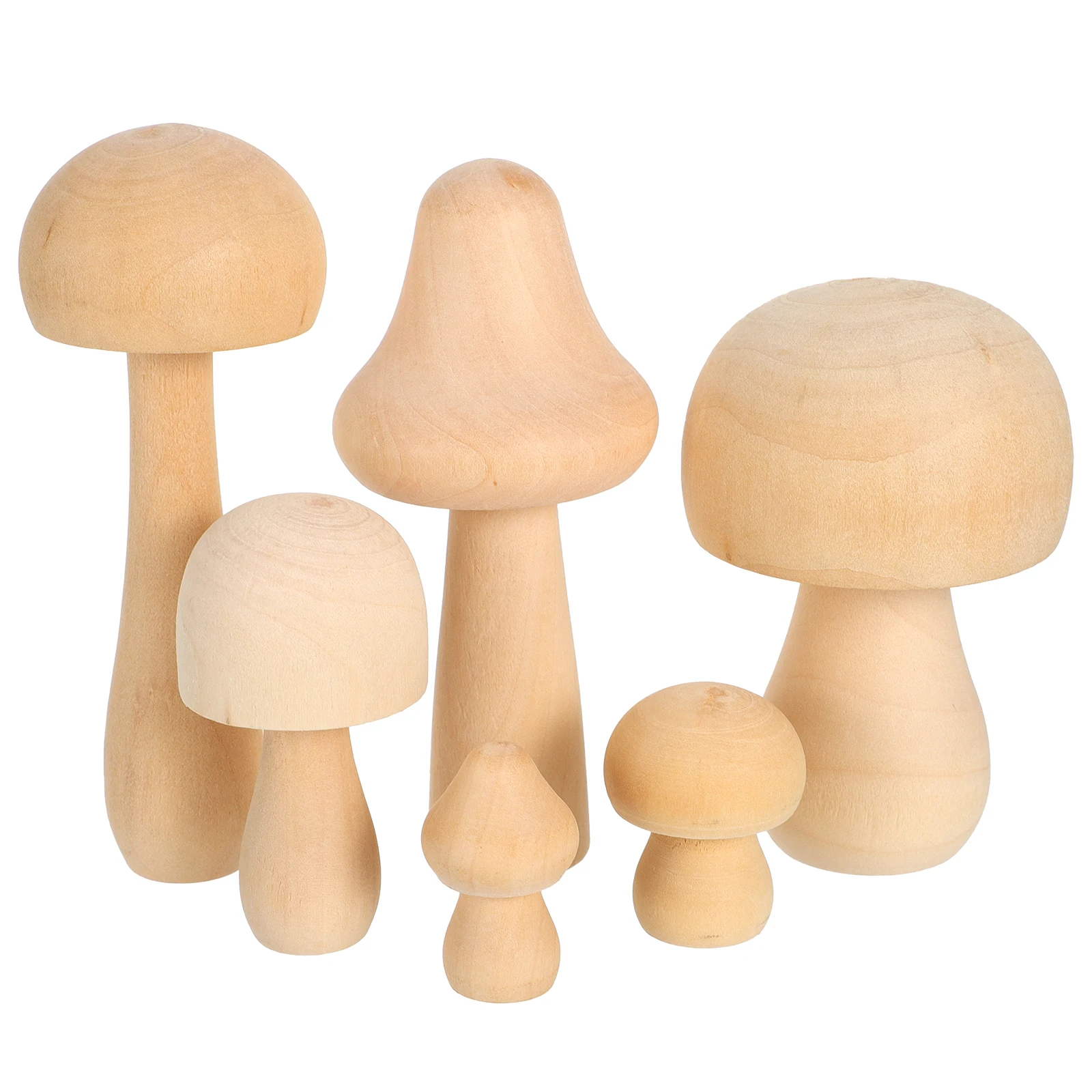 

6Pcs Mushrooms Figures Unpainted Wooden Shapes Wood Peg Dolls Wooden Mushrooms Crafts Unpainted Mushroom Toys Plain