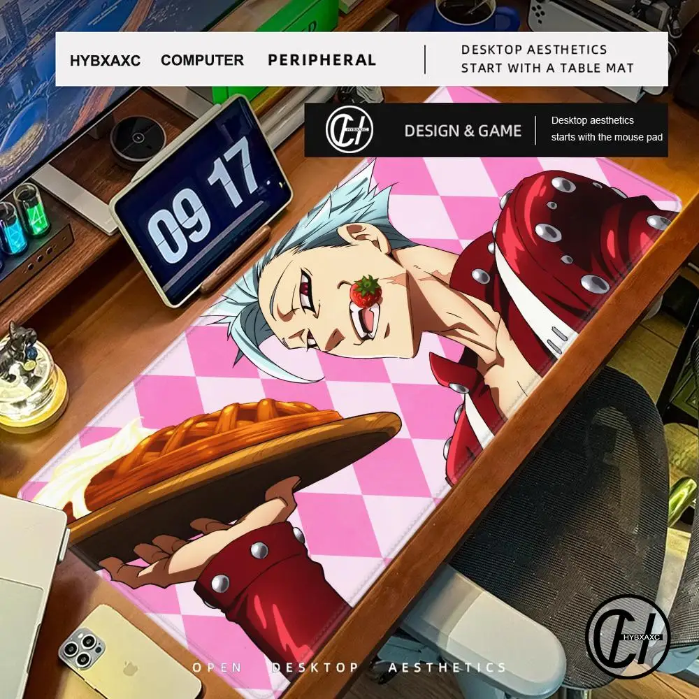 The S-Seven D-Deadly Sins Anime Mouse Pad Cute HD Big Desk Pad Extended Gaming Keyboard Mat Large 90x40cm XXL Gamer Mouse Pad