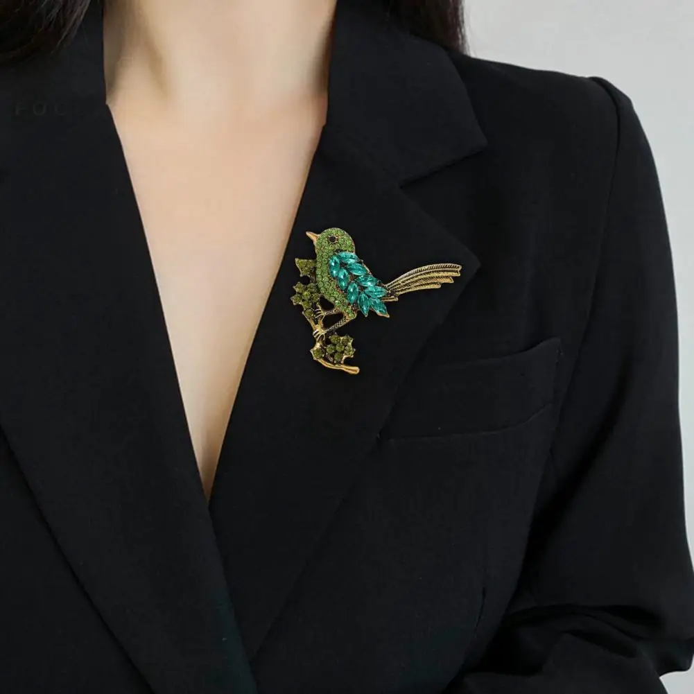 Bird Shape Brooch Sparkling Faux Crystals Magpies Lapel Pin Retro Nobles Bird Scarf Brooch Wedding Jewelry Gift Брошка 브로치