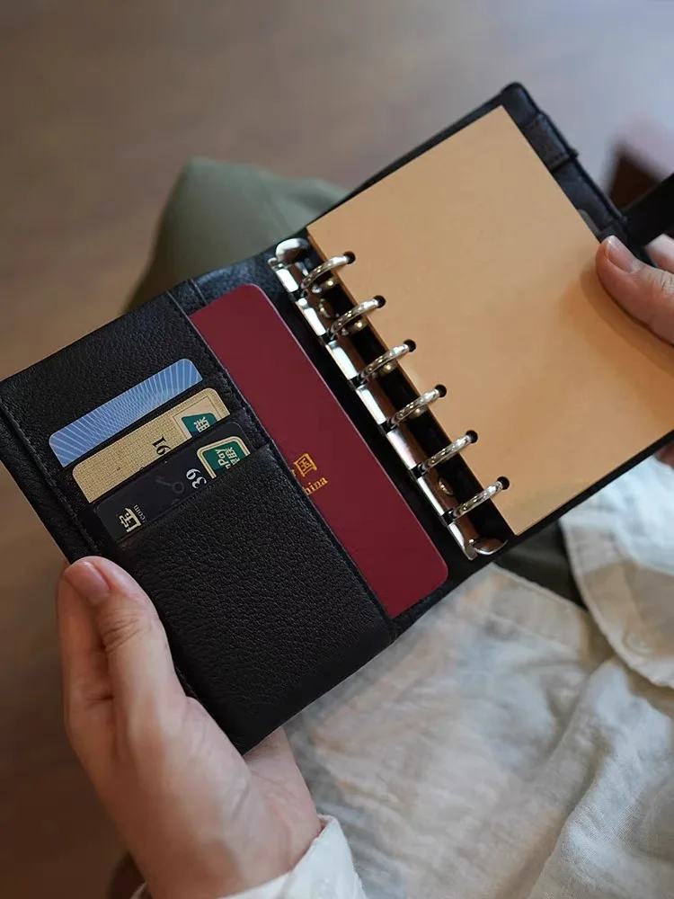 A7 Size Rings Planner 6 loose leaf binder Rings Vegetable Tanned Leather Notebooks Organizer Diary Journal