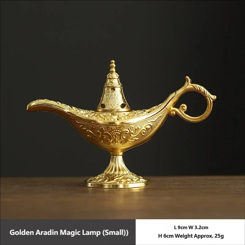 Classic Aladdin Magic Lamp Shape Incense Burner Retro Auspicious Cloud Line Indoor Home Aroma Stove