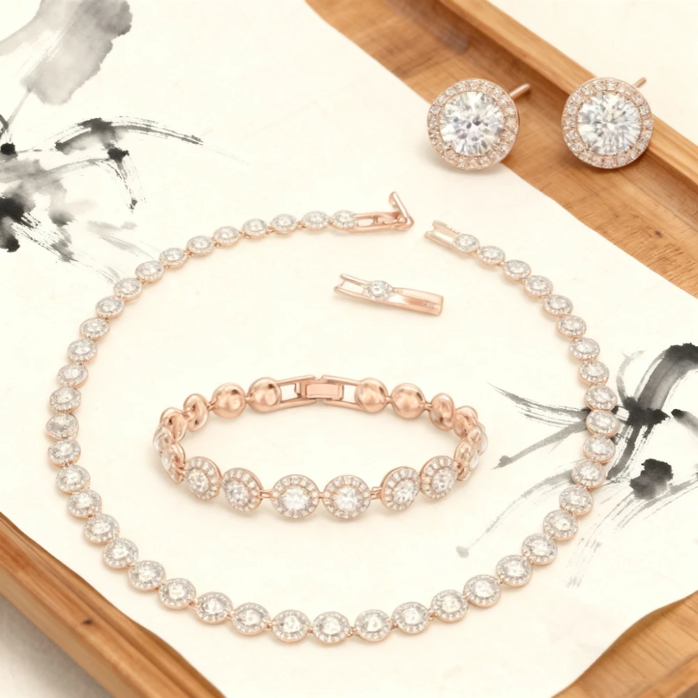 

2025 New Hot Fashion Jewelry Design Necklace Pendant Earrings Bracelet Jewelry Set Exquisite Luxury Simple and Generous Gift