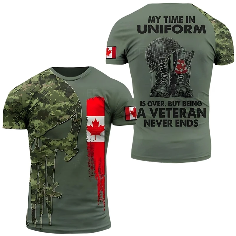 Canada Flag T Shirt Men Maple Emblem Camouflage Tops Pop 3D Jungle Camo Print Proud of Canadian T-shirt Beige Field Short Sleeve image 3