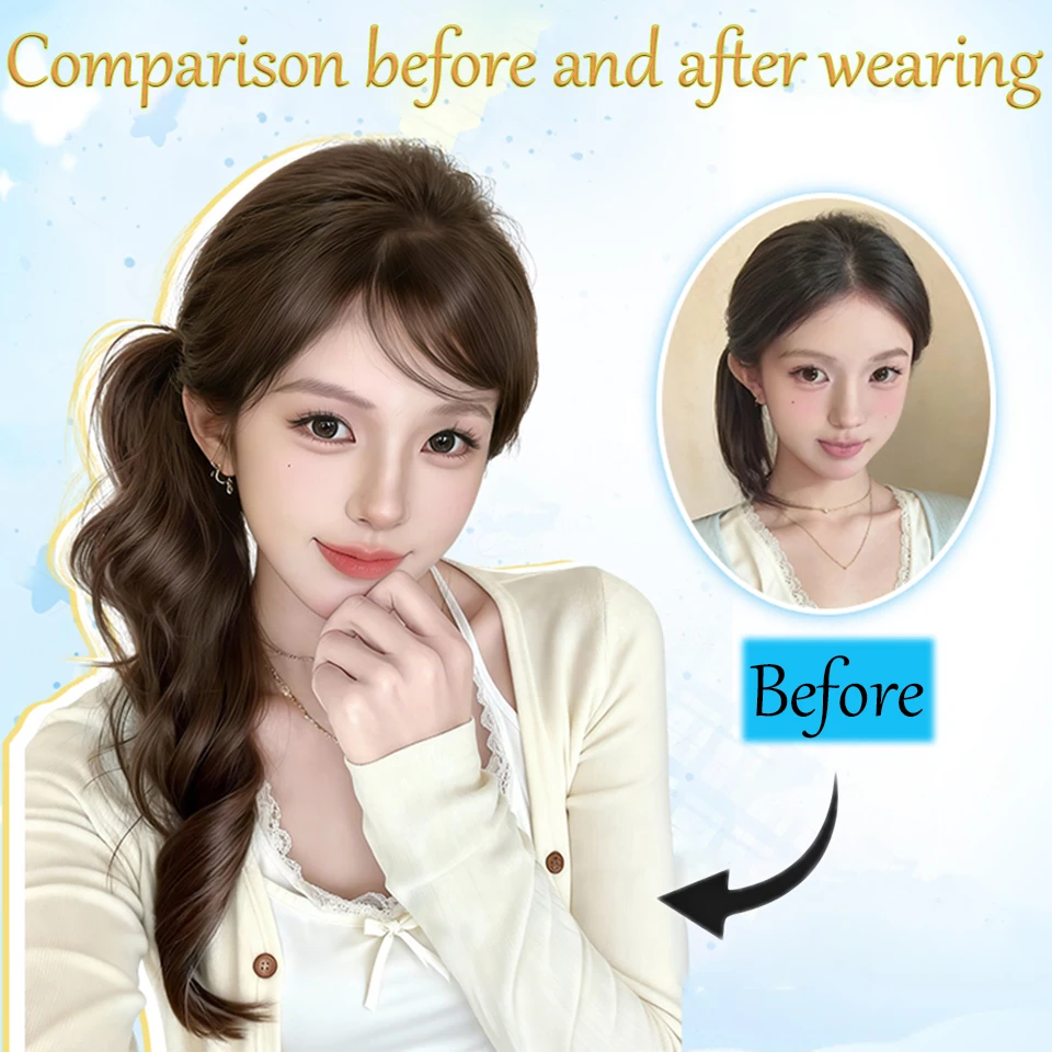 Curly Clip In Hair Ponytail Extensions Synthetic Wig Hairpiece with Crab Hair Clip for Women Halloween Christmas Party Cosplay view 2