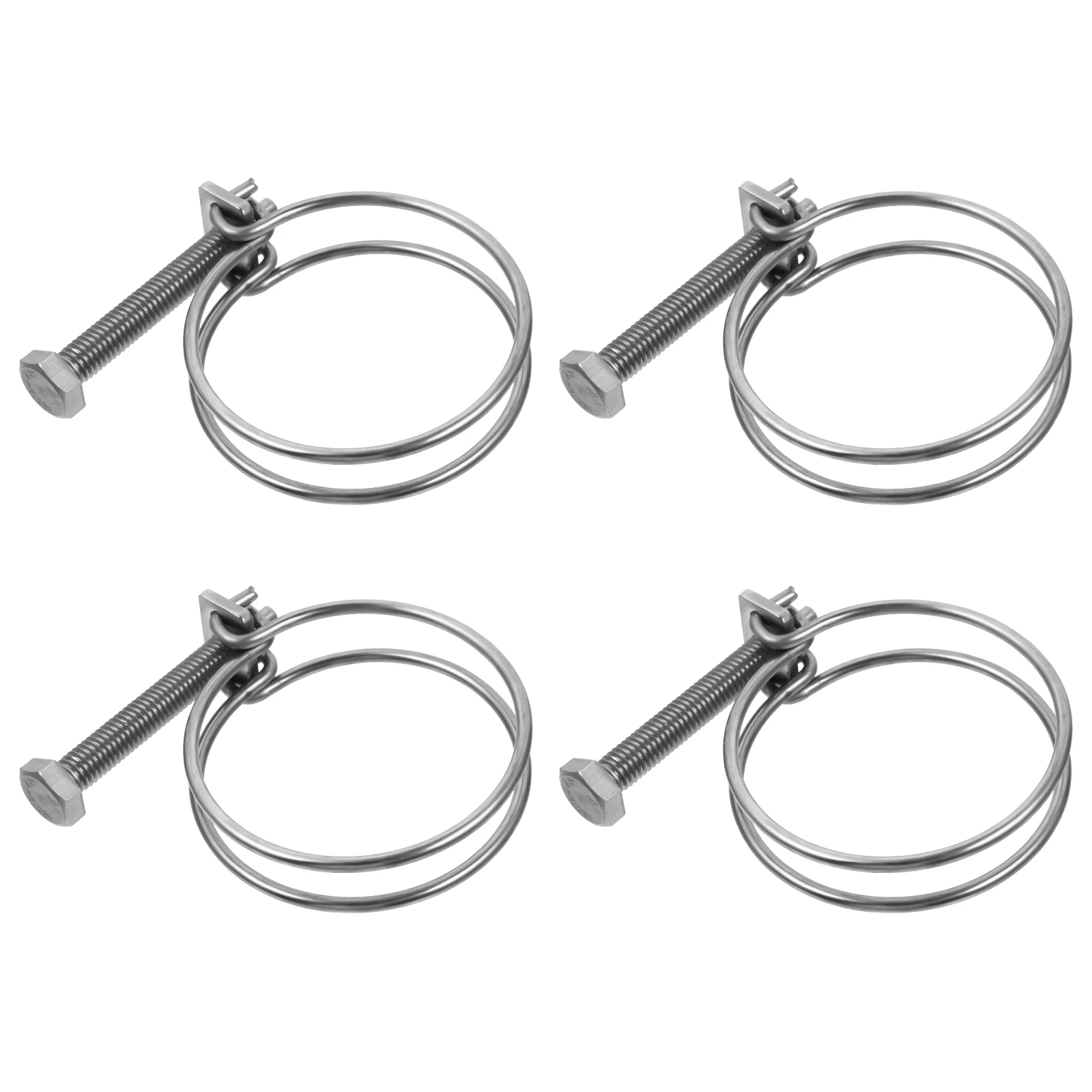 

4 Pcs Stainless Steel Hose Clamps 304 Material Compact Easy Installation 360 Degree Clamping Polished Surface Fire