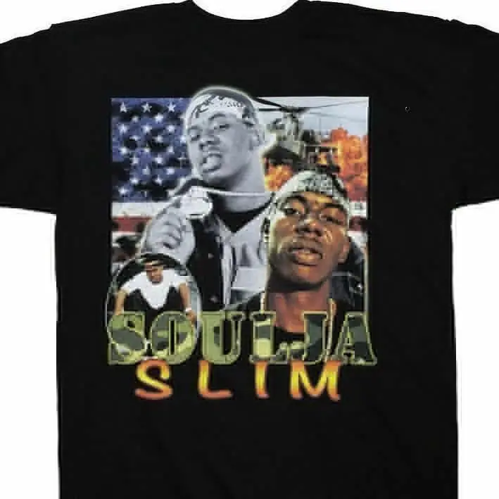 

Soulja тонкая ретро-футболка в стиле хип-хоп, Черная Мужская Унисекс, размер раньше HB367