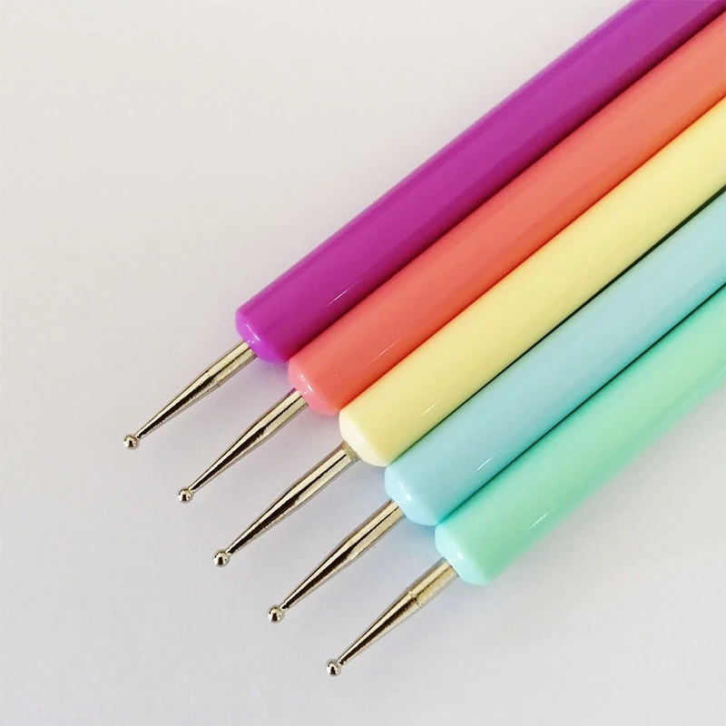 Stylo perceuse à Double tête, 5 pièces, stylo à pointe de peinture, brosse pour Nail Art, outil de manucure multicolore pour Salon de points
