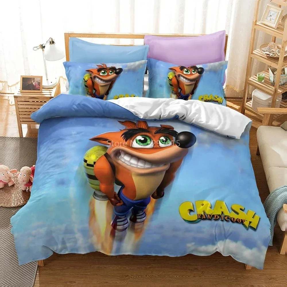 3D Printing Cartoon Crash Bandicoot Bedding Set Duvet Cover Set Pillowcase Europe_USA_Australia Twin Full Queen King Bedchothes