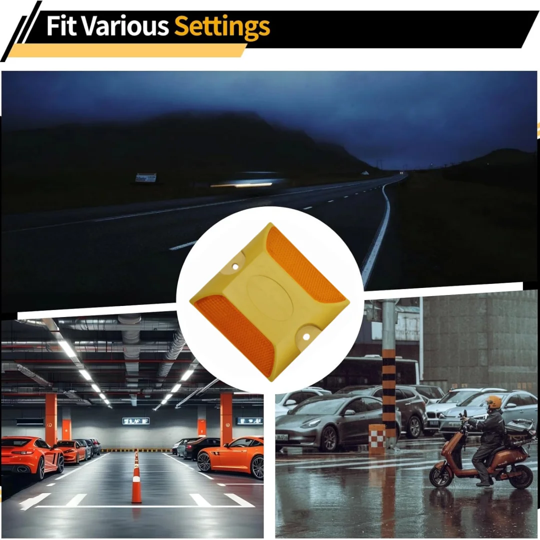 도로 반사경 2개, 3.94 × 3.94" 반사 포장 마커, 진입로, 고속도로, 속도 범프 및 교차로용 아스팔트 스터드
