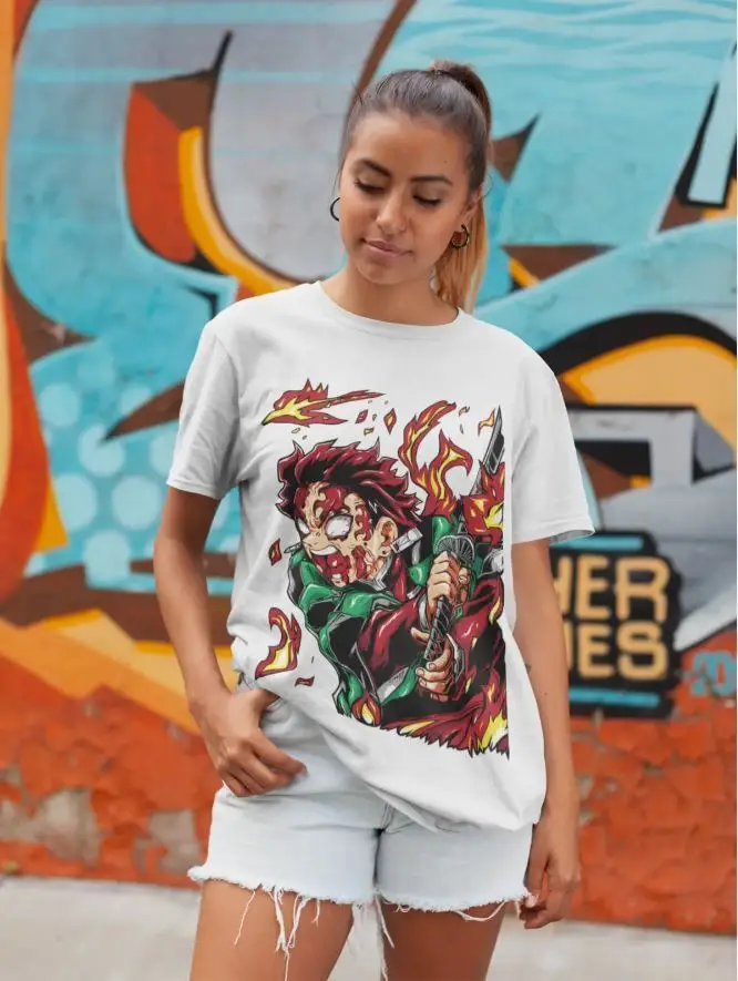 Tanjiro Demon Slayer T-shirt Kimetsu No Yaiba Horror Anime Nezuko Shirt All Size