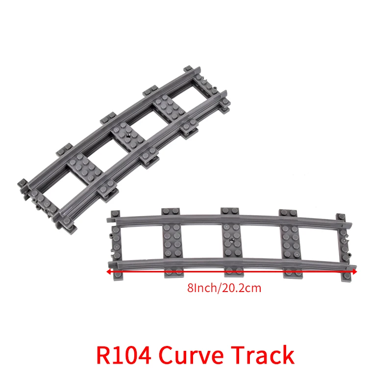 Blocos de Construção MOC de Tijolos da Cidade Peças Flexíveis de Construção Ferroviária Curva Track, Acessórios Modelo R104, Compatível com 53401