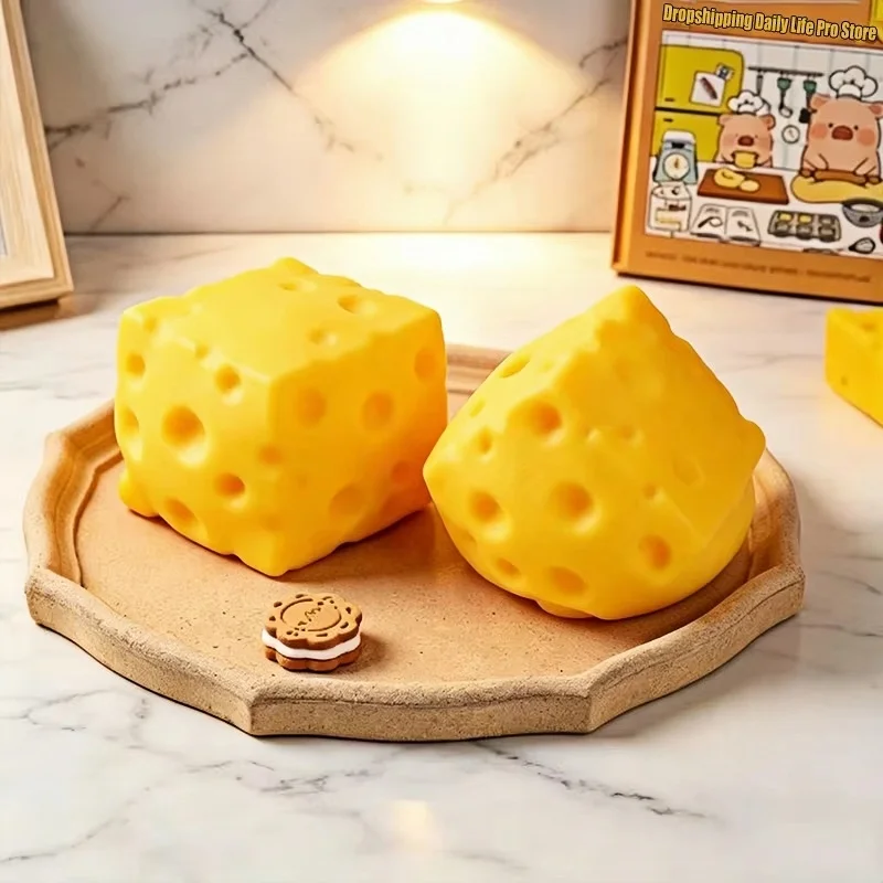 Simulate Cheese Slow Rebound Toy Shapeable Office Decompression Slow Rebound Cheese Pinching Ornament Relax Decompress Knead