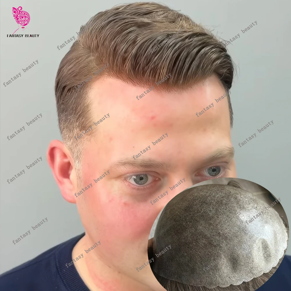 

Light Brown #3 #5 #6 #4 Human Hair Men's Prosthesis Capillary Durable 0.1mm Injected Long Last Natural Hairline Hairpieces Toupe