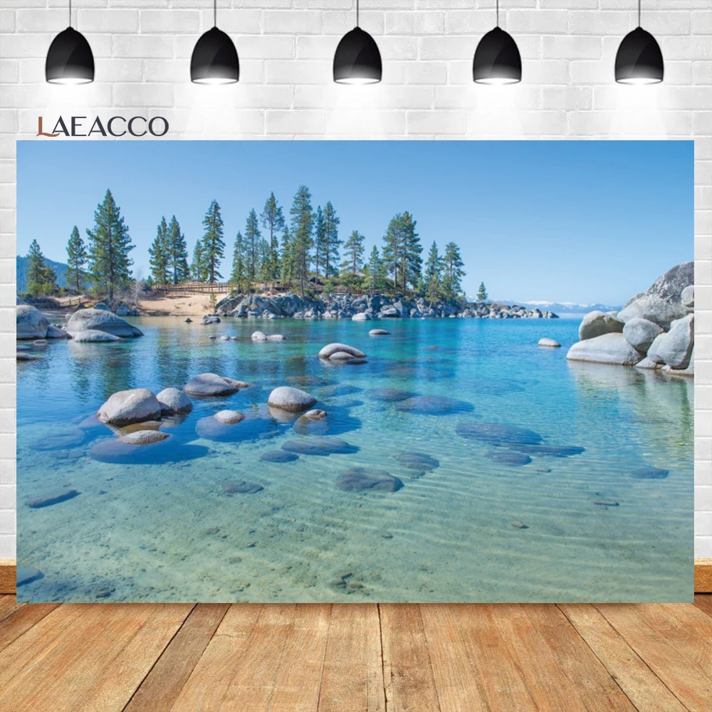 

Laeacco Summer Holiday Seaside Natural Landscape Photography Background Blue Sky Children Adult Wedding Portrait Photo Backdrop