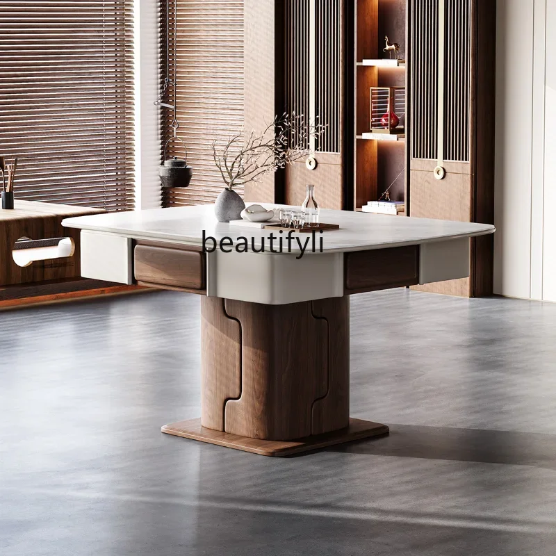 

A44 New Chinese Style Solid Wood Mahjong Table Rubber Wood Dining Table Dual-Use Automatic Household Mahjong Machine