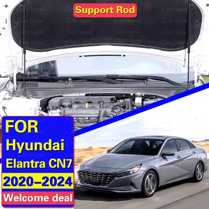 Hood Struts For Hyundai Elantra N CN7 Avante i30 Sedan 2020-2024 Front Bonnet Modify Lift Support Shocks Damper Spring Cylinders